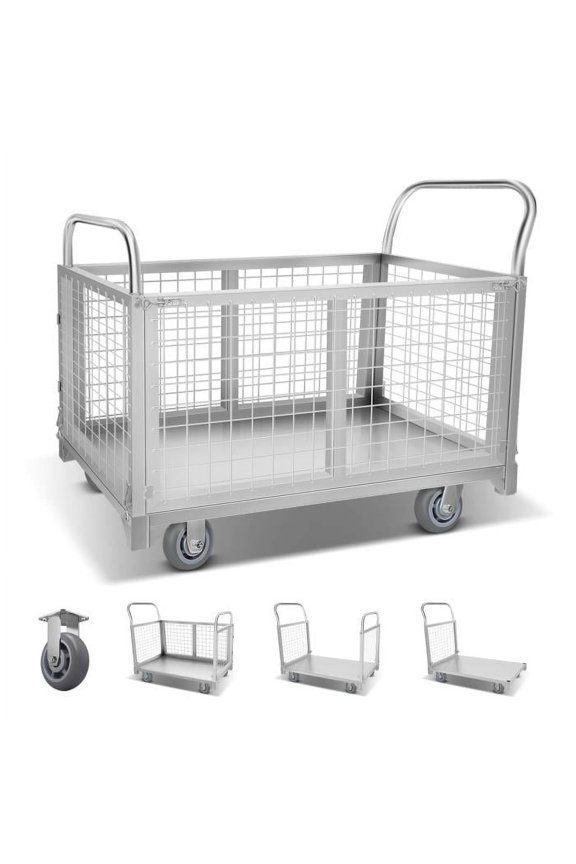 Alloy Steel 4-in-1 Platform Truck, 2200lbs, Collapsible Flat Cart, Ideal for Retail Displays, Hardware Store & Warehouse Storage