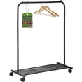 thumbnail image 1 of Alloy Steel Clothes Rack - Pack of 1 Versatile, Ample Storage Space, Simple Assembly, Hanging Garment and Clothes Rolling Rack with Wheels - Black, 1 of 5
