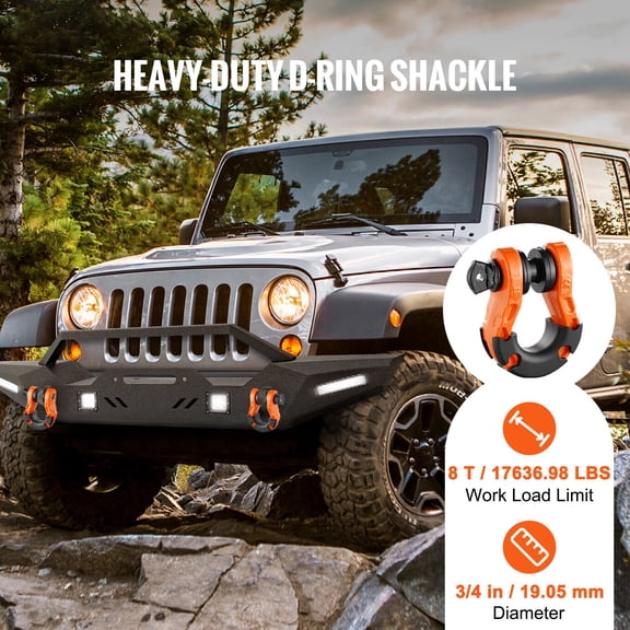 Alloy Steel D Ring Tow Hook 30 Ton 66139 lb Breaking Strength 3/4 in Recovery Shackle Bolt Set for Truck Off Road Trailer Orange 2 Pack