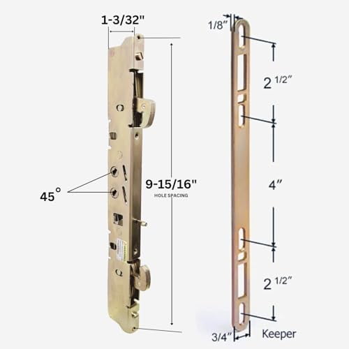 Alloy Steel Dual Point 9-15/16" Mortise Lock with 10-1/8" Faceplate for Sliding Patio Glass Door | Multi Point Locking Mechanism Replacement - Fix and Repair Door Hardware Security