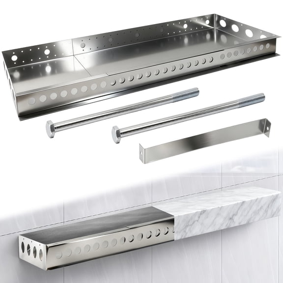 Alloy Steel Floating Shower Bench Brackets, Adjustable Floating Shower Bench Kit with Reinforcement Bolts, Wall. Mounted Floating Bench Bracket, Comer Shower Seat Bench Frame (34.5In-62ln)x14.5lnx3In