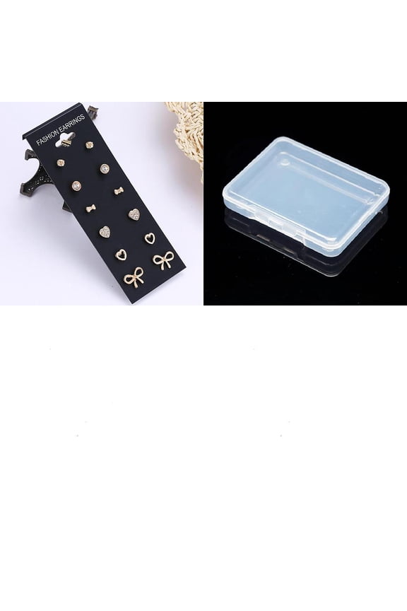 Alloy Stud Earring Sets Mixed Shapes with Rhinestone Golden 140x50mm for DIY