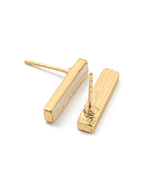 Alloy Stud Earring with Acrylic Finding Rectangle Light golden 16x3.5mm