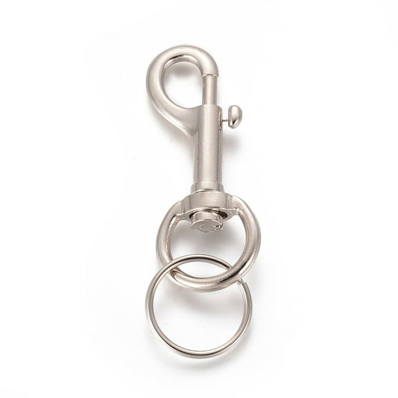 Alloy Swivel Clasps Bolt Snaps with Iron Split Key Ring for Dog Leash Platinum 96mm
