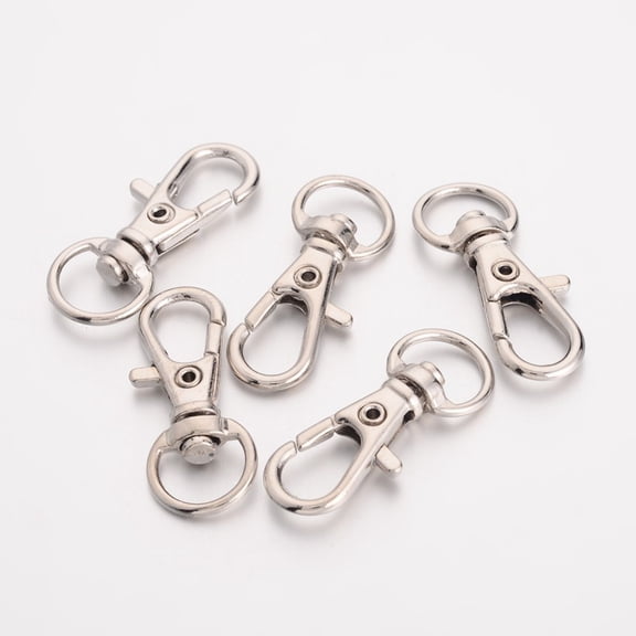 Alloy Swivel D Rings Lobster Claw Clasps Swivel Snap Hook for Webbing Bags Straps Platinum 30.5x11x6mm Hole: 5x9mm