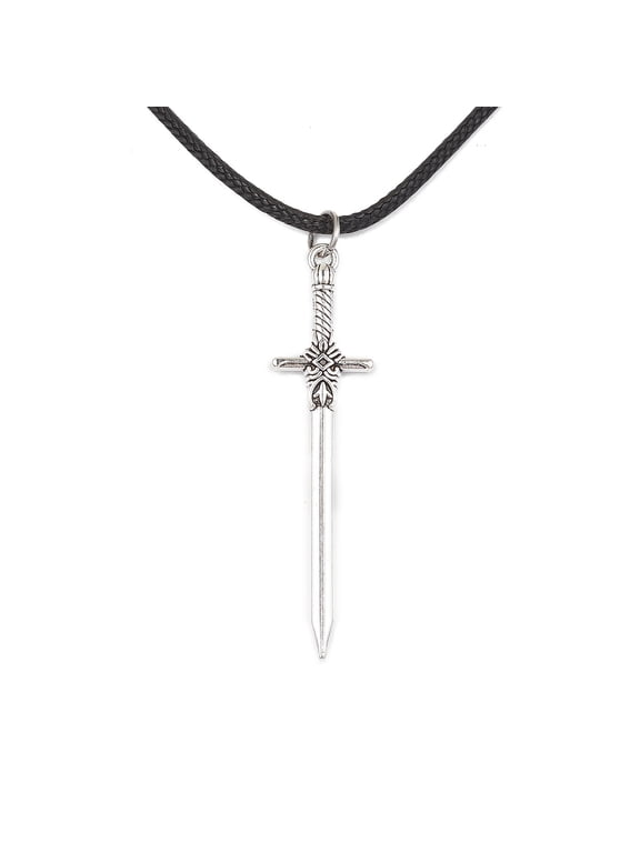 Alloy Sword Pendant Necklace with Waxed Cords Black 17.40 inch(44.2cm)
