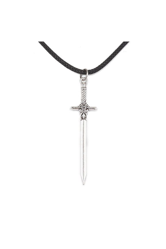 Alloy Sword Pendant Necklace with Waxed Cords Black 17.40 inch(44.2cm)