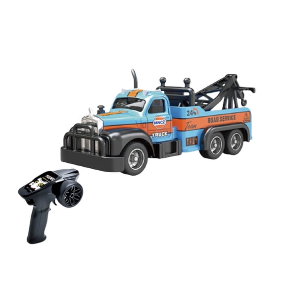 Alloy Tow Truck Toy, City Road Rescue Transport Vehicle, Small RC Repair Truck, Light Blue