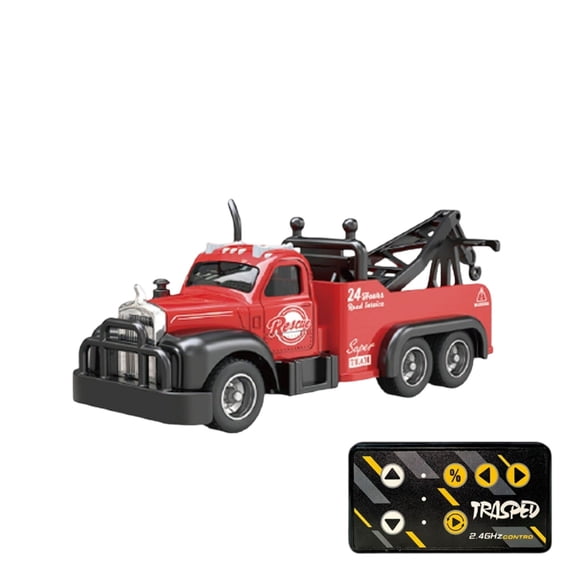 Alloy Tow Truck Toy, City Road Rescue Transport Vehicle, Small RC Repair Truck, Red