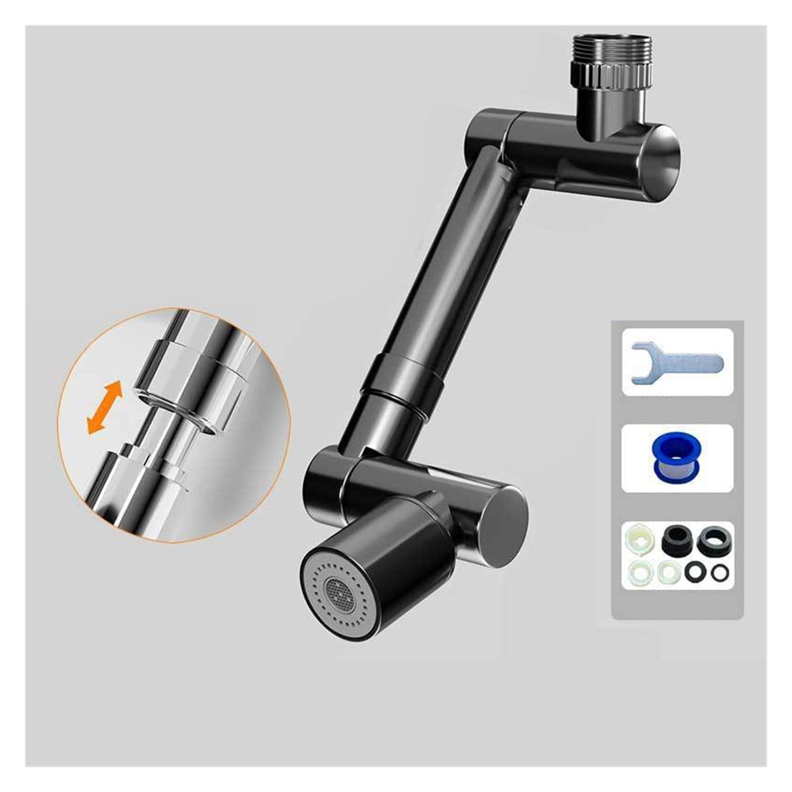 Alloy Universal 1440°Rotation Faucet Aerator Retracta Robotic Arm Swivel Faucet Extension Kitchen Accessory Faucet Extender ,Bar Laundry RV Farmhouse