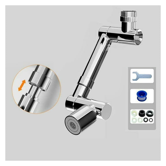 Alloy Universal 1440°Rotation Faucet Aerator Retracta Robotic Arm Swivel Faucet Extension Kitchen Accessory Faucet Extender ,Easy DIY Installation