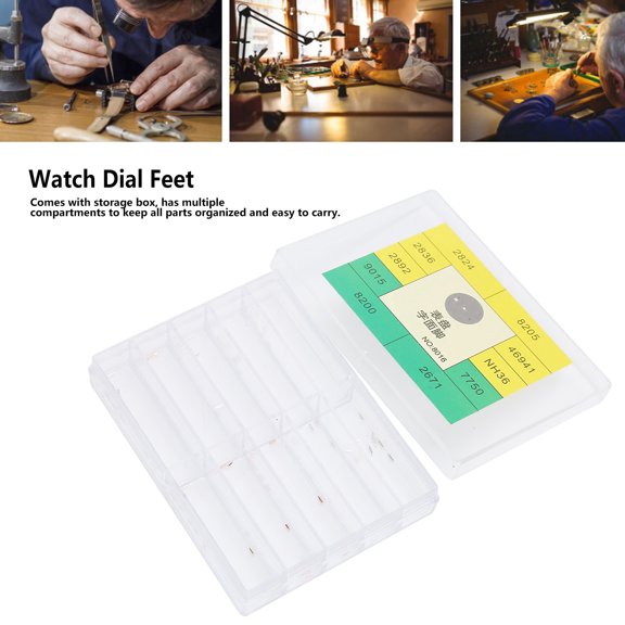 Alloy Watch Dial Feet Assortment Kit - 100 Pieces for Repairing Movements 2824, 8205, 2836, 46941, 2892, NH36, 9015, 7750, 8200, 2671 with Storage Box Wristwatch Watchmaker