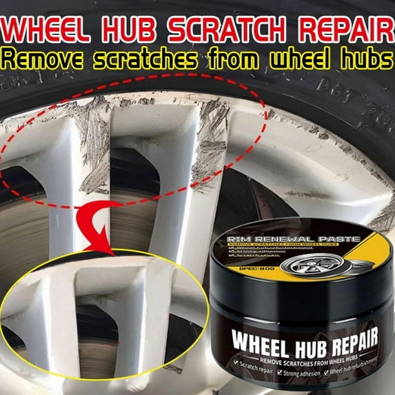 Alloy Wheel Scratch Repair Polish, 80g Car Rim Scratch Remover Kit with Sponge, Restores High Gloss Finish(Black)