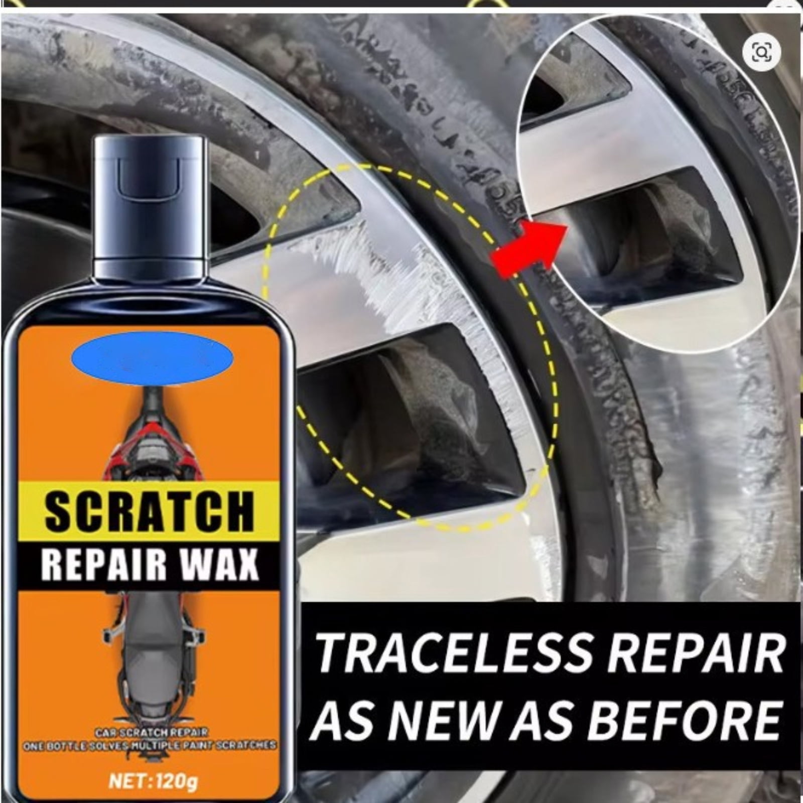 Repi Finish Alloy Wheel Scratch Repair Wax, Polishing Paste for Rim Scratches ...