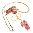 thumbnail image 1 of Alloy Whistled Keychain Stylish Keyring & Necklace Set FeatureSparkling Rhinestones Multi Color Option for Women, 1 of 9