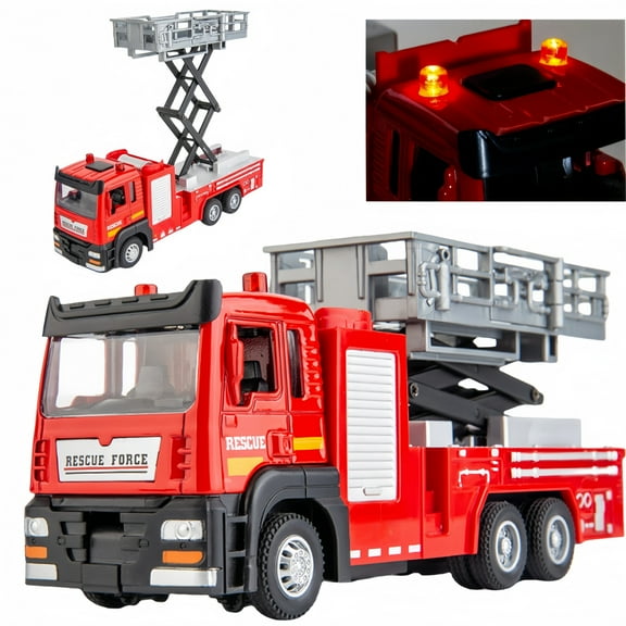 Alloy fire truck with light music toy car engineering car pull back car boy toy gift