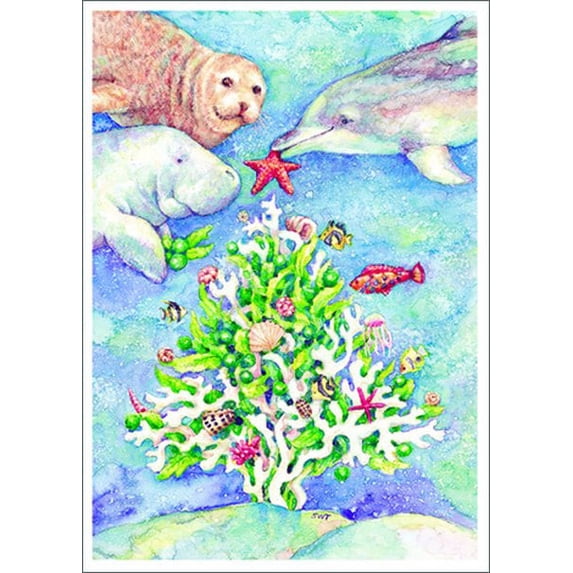 Allport Editions Christmas Coral Christmas Card (1 card/1 envelope)