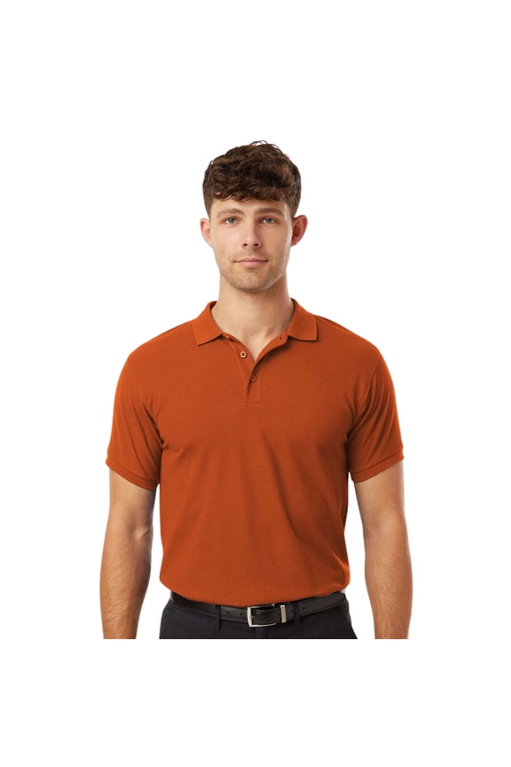 Men's Pique Polo Collar T-Shirt, 65/35 Polyester/Cotton Short Sleeve Solid Tee (Rust, 5XL)