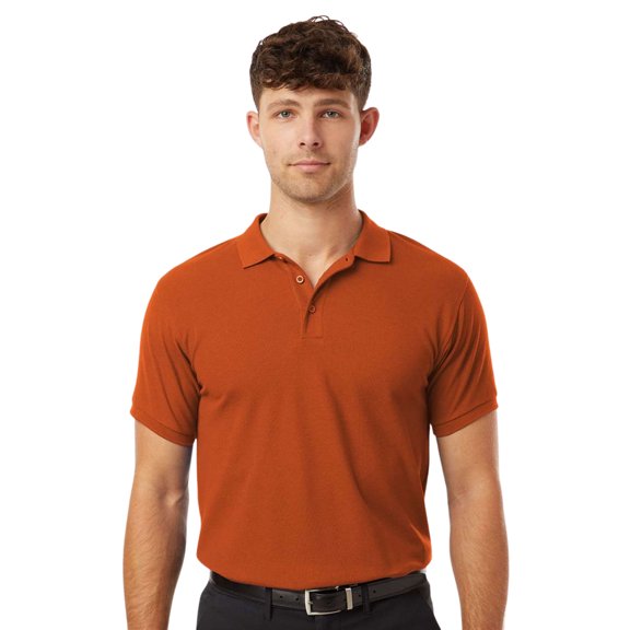 Allpro Men's Pique Polo Collar T-Shirt, 65/35 Polyester/Cotton Short Sleeve Solid Tee (Rust, XL)