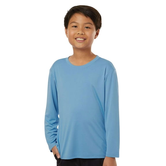 Allpro Youth Pro-Lock Performance Long Sleeve T-Shirt 100% Polyester Moisture Wicking Tee (Carolina-Blue, L)