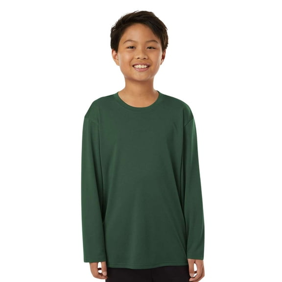 Allpro Youth Pro-Lock Performance Long Sleeve T-Shirt 100% Polyester Moisture Wicking Tee (Forest-Green, M)