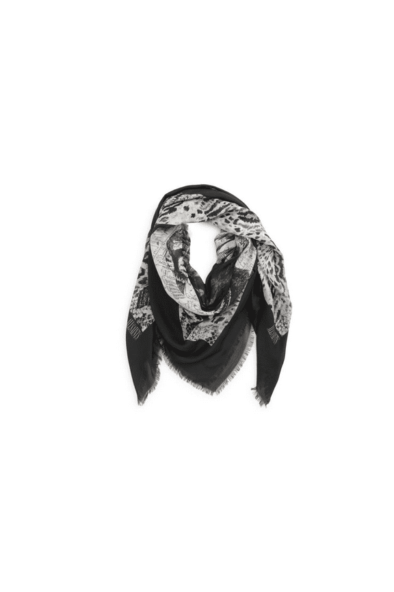 Noche White Tiger Print Square Scarf