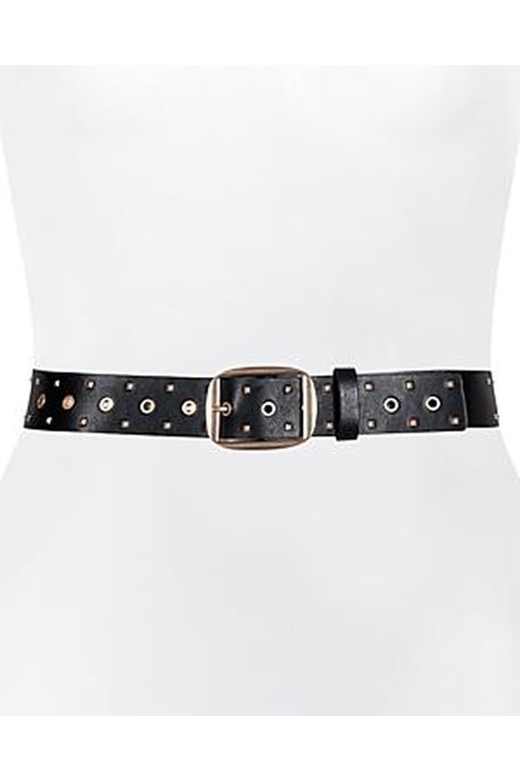 Women's Black Pyramid Stud Leather Belt L