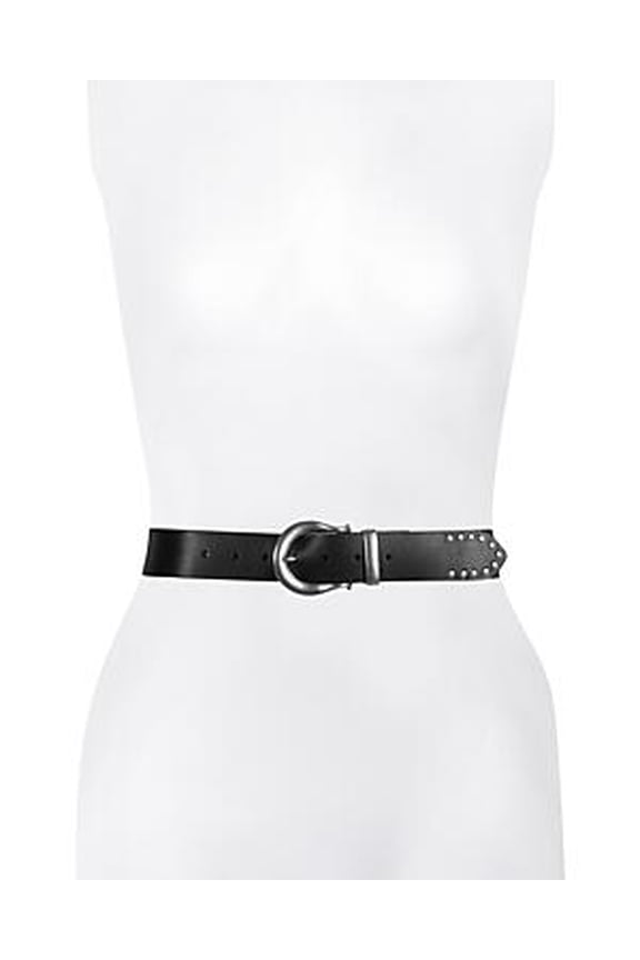 Women's Western Stud Tip Black Leather Belt XS