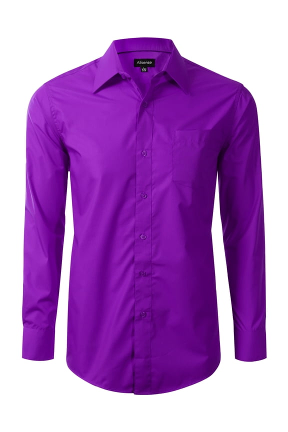Men’s Performance Stretch Dress Shirt Long Sleeve Button Front, Purple, 4X-Large