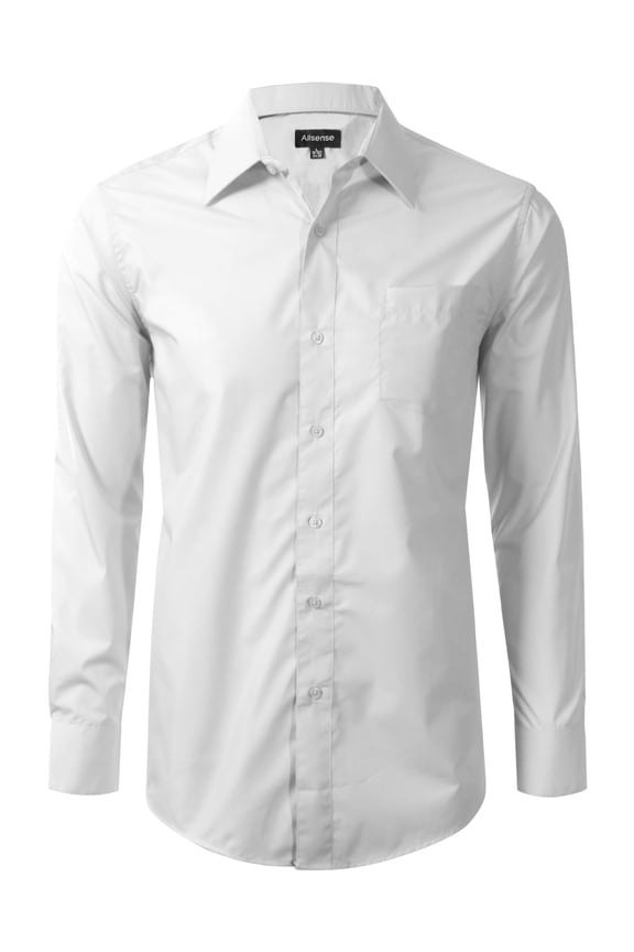 Men’s Dress Shirt Regular-Fit Long Sleeve Stretch Wrinkle-Free, White, X-Large