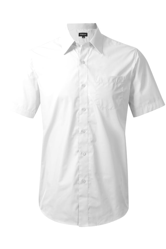 Men’s Short Sleeve Performance Stretch Wrinkle Resistant Dress Shirt, White, 2XL