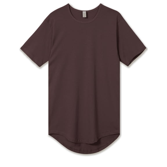 Allsense Men's Hipster Long T-Shirt - Drop-Cut Curved Hem Tee, Brown, X-Large