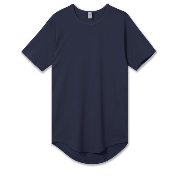 Allsense Men's Hipster Long T-Shirt - Drop-Cut Curved Hem Tee, Navy Blue, 3X-Large