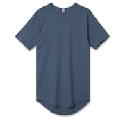 Allsense Mens Hipster Long T-Shirt - Drop-Cut Curved Hem Tee, Slate Blue, 2X-Large