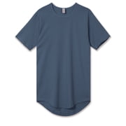 Allsense Mens Hipster Long T-Shirt - Drop-Cut Curved Hem Tee, Slate Blue, 2X-Large