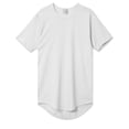 thumbnail image 1 of Allsense Men's Hipster Long T-Shirt - Drop-Cut Curved Hem Tee, White, Large, 1 of 3