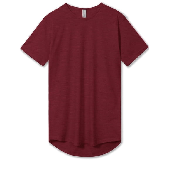 Allsense Men's Lightweight Color Longline Modern Fit T-Shirt Short Sleeve H.Burgundy M