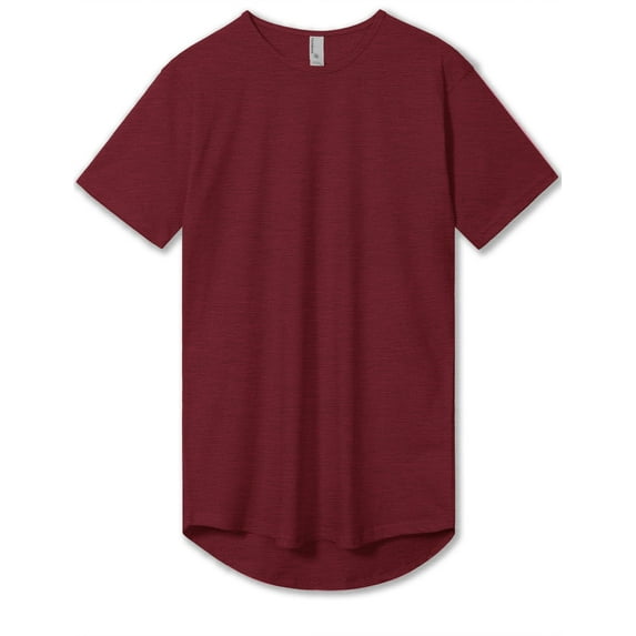 Allsense Men's Lightweight Color Longline Modern Fit T-Shirt Short Sleeve H.Burgundy XL