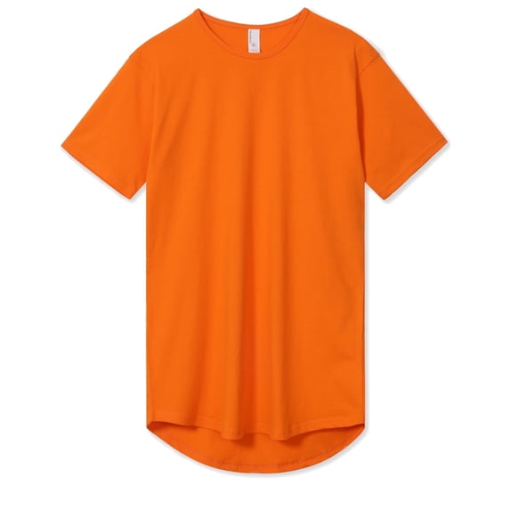 Allsense Men's Lightweight Color Longline Modern Fit T-Shirt Short Sleeve Orange 3XL