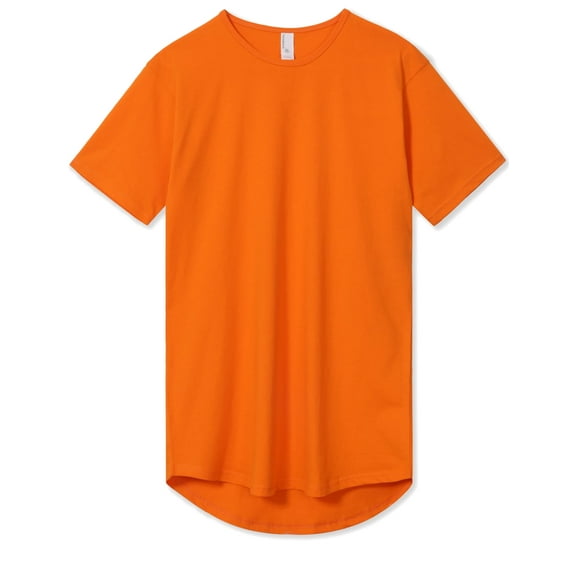 Allsense Men's Lightweight Color Longline Modern Fit T-Shirt Short Sleeve Orange XL