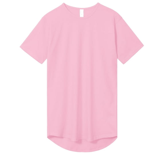 Allsense Men's Lightweight Color Longline Modern Fit T-Shirt Short Sleeve Pink 3XL