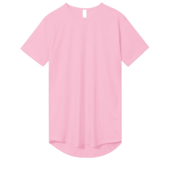 Allsense Men's Lightweight Color Longline Modern Fit T-Shirt Short Sleeve Pink S