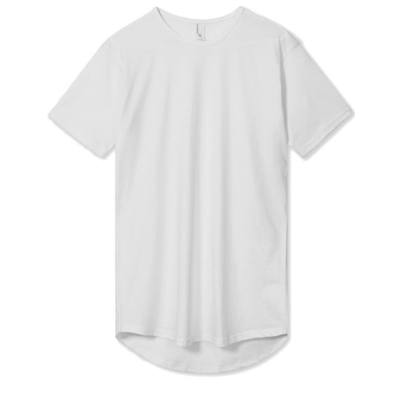 Allsense Men's Lightweight Color Longline Modern Fit T-Shirt Short Sleeve White 2XL