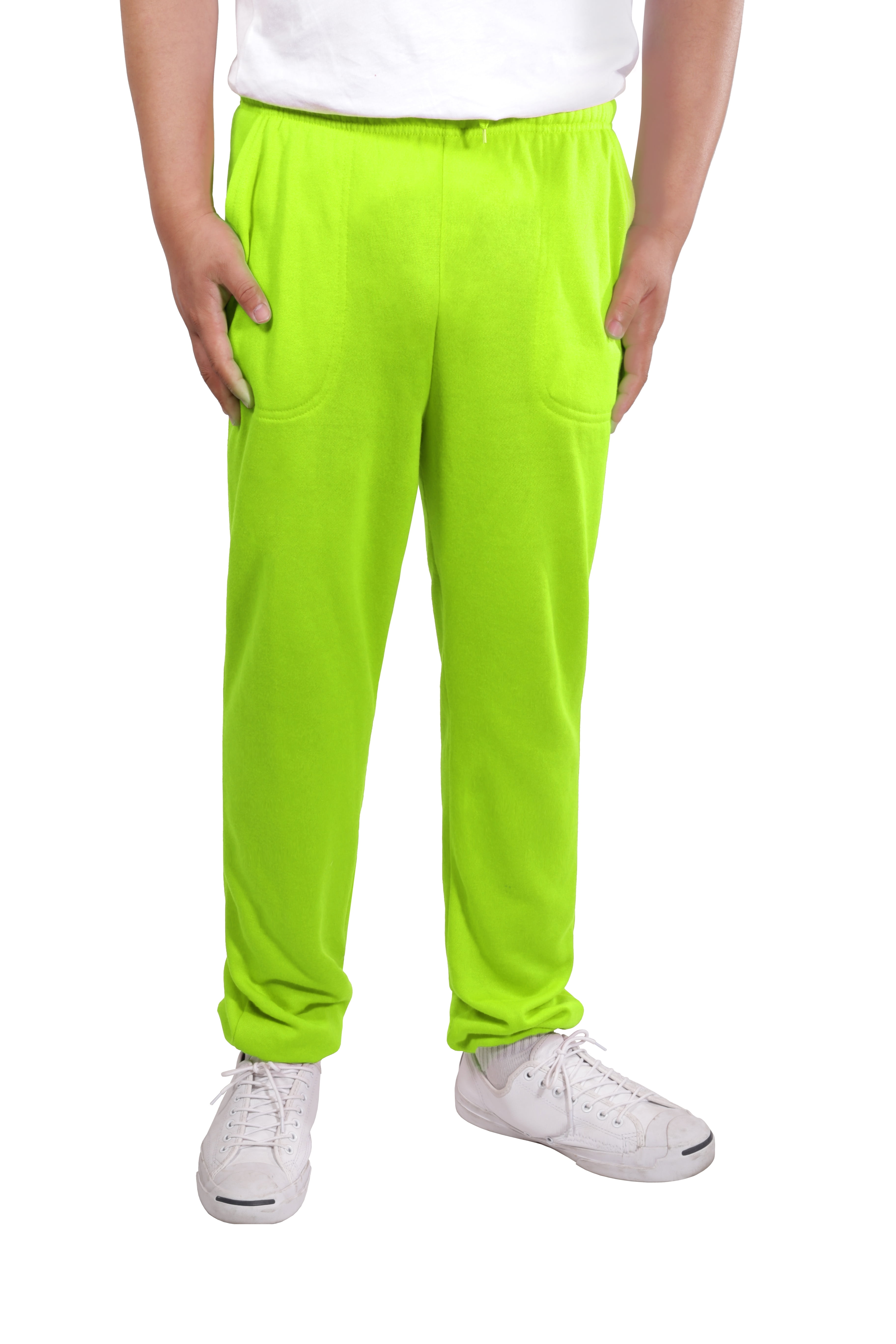 Allsense Men s Lightweight Fleece Essential Sweatpants Neon Green 3XL