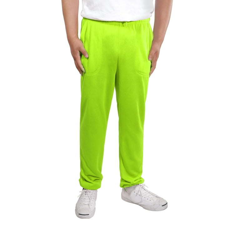 Allsense Men s Lightweight Fleece Essential Sweatpants Neon Green 3XL Walmart