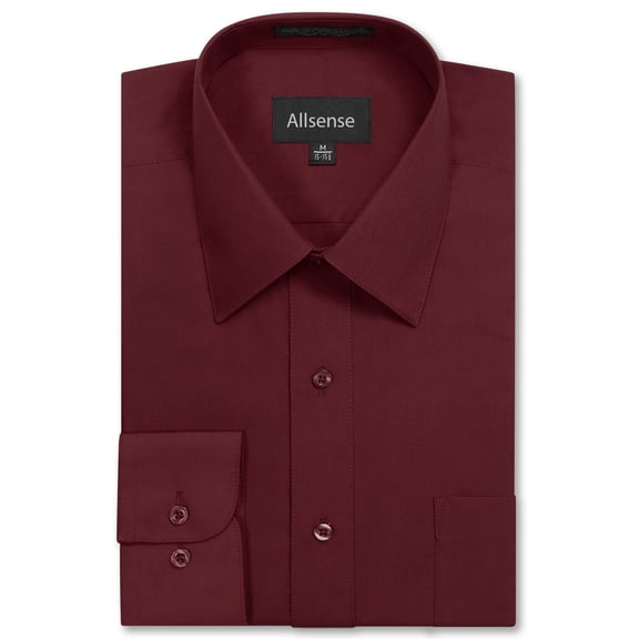 Allsense Men's Regular-Fit Long-Sleeve Dress Shirt, Burgundy, 4X-Large