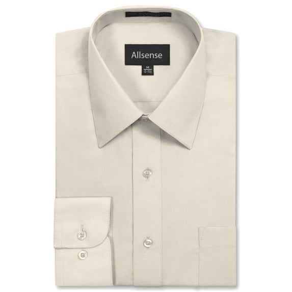 Allsense Men's Regular-Fit Long-Sleeve Dress Shirt, Ivory, 2X-Large