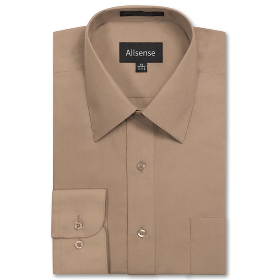Allsense Men's Regular-Fit Long-Sleeve Dress Shirt, Khaki, 5X-Large