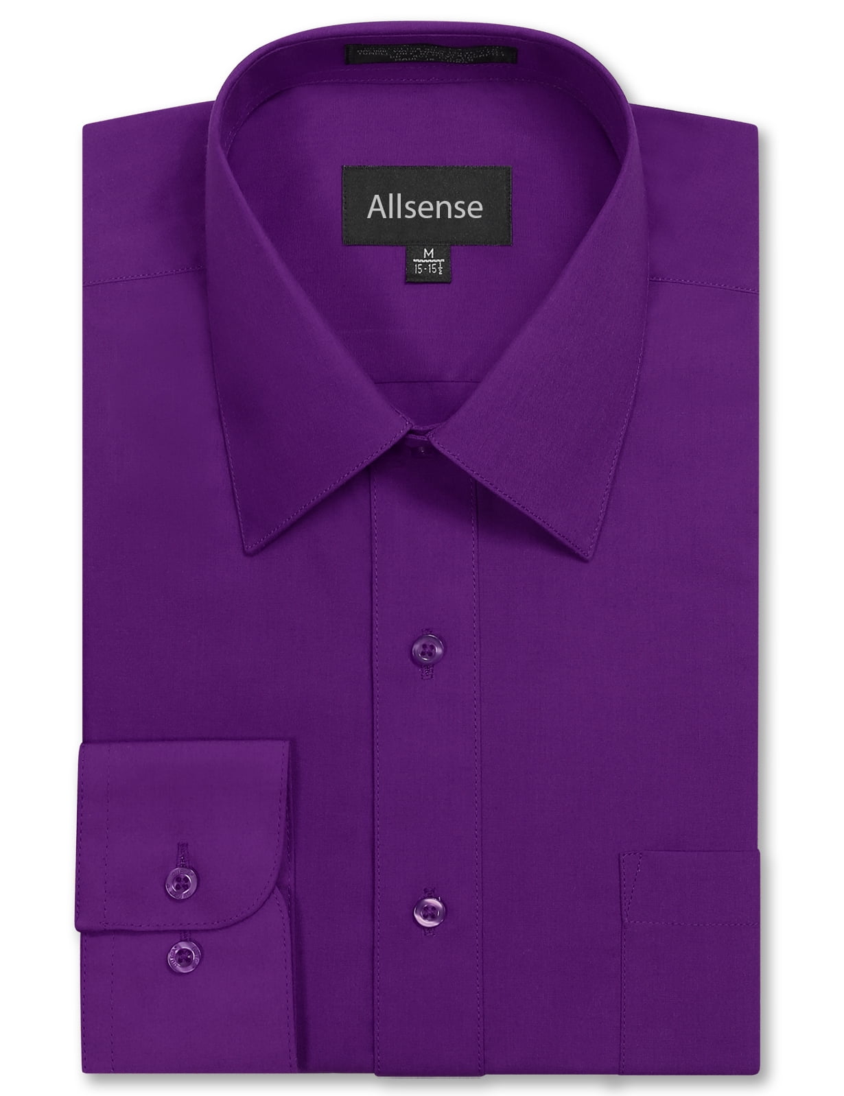 Allsense Men's Regular Fit Dress Shirt, Breathable Cotton Polyester ...