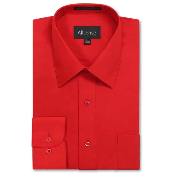 Allsense Men's Regular-Fit Long-Sleeve Dress Shirt, Red, 4X-Large